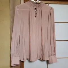 NATURAL BEAUTY BASIC　ピンク 長袖ブラウス シフォン風
