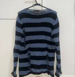 ROMWE 青と黒のストライプニット