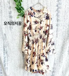 未使用♥️ 綺麗め レディース長袖ワンピース ポタニカル 韓国ブランド