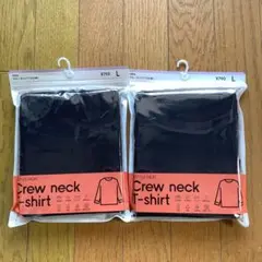 GU スタイルヒート クルーネックTシャツ L ブラック 2着セット