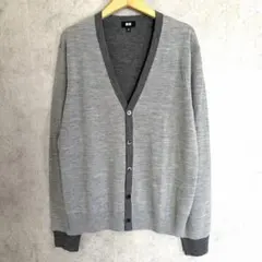 UNIQLO エクストラファインメリノVネックカーディガン グレー Mサイズのサムネイル
