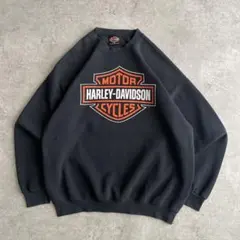 90s ハーレーダビッドソン ロゴ エンブレム スウェット USA製 黒 XL