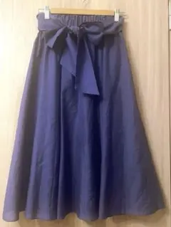 ジルスチュアートリボン付きフレアロングスカートパープル2