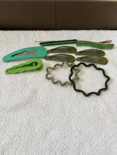 緑系 ヘアクリップ 8点セット