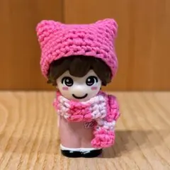 なにわ男子　指人形　ネコ耳ニット帽　帽子　マフラー　ピンク