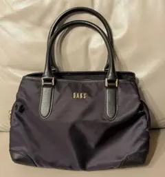 DAKS ダックス ハンドバッグ ナイロン×レザー 黒 ゴールド金具 美品