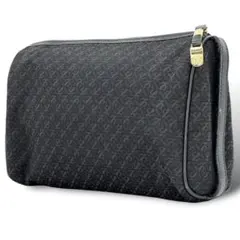 極美品 ロエベ セカンドバッグ クラッチバッグ 筒形 リピートアナグラム 黒