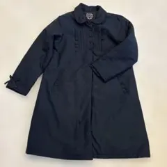【美品】140cmネイビー お受験通学用フリル付きコート