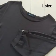 【Rag Out】五分袖 ラウンドニット 濃灰