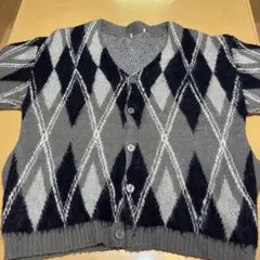 ダイヤモンドパターン 長袖カーディガン