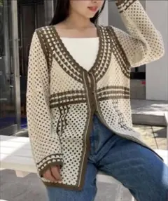 定価13200円♡新品タグ付♡willowクロシェ編みカーディガン カーキ