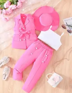 キッズ　ピンクセットアップ　130