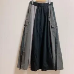 LASUD ヤマダヤ ロングスカート 切替 配色 ウエストゴム 38のサムネイル