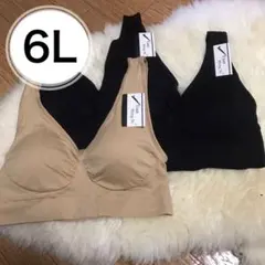 ノンワイヤー ブラジャー 3枚セット 6L ブラック ベージュ 黒