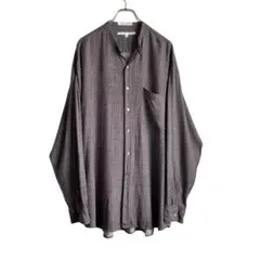 90s Perry Ellis レーヨン 小紋総柄 バンドカラーシャツ XL