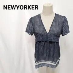 【春夏に◎】ニューヨーカー 美品 シアー素材の上品ブラウス 9号