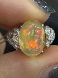 濃橙赤遊色メキシコファイアオパールリング 4.81ct - メルカリ