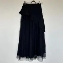 新品グレイルGRLレディースフレアスカート 黒 アシンメトリー チュール