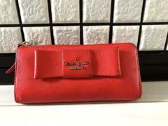 kate spade 赤 リボン付き長財布