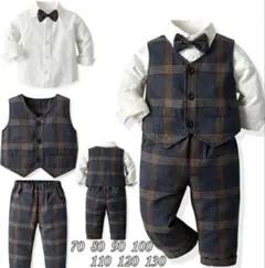 【美品】フォーマル スーツ ブレザー 男の子 ベビー服 3点セット 蝶ネクタイ