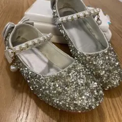 シルバー スパンコール キッズシューズ