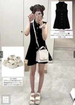 ノースリーブ シャツ ミニワンピース