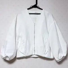 レルビエ ボリューム袖 ノーカラージャケット 白 F 綿100% LHELBIEのサムネイル