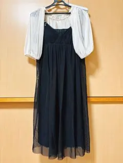 ブラックシフォンパーティードレス　ボレロセット