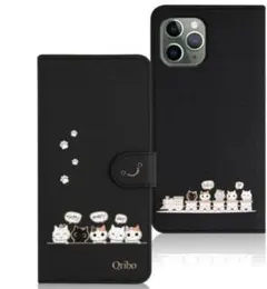 iPhone 11 Pro ケース 手帳型 アイホン11プロケース 猫 ブラック