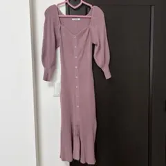 SNIDEL Sustainableフロントボタンニットワンピース　ピンク