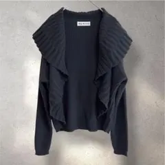 983 美品✨カシミヤ100％ フリル襟ニットカーディガン ボレロ風 ブラック