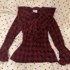 jouetie チェック柄 フリルブラウス レッド 長袖 grungeのサムネイル