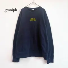 グラニフ トレーナー スマイリーフェイス 【M】 紺 綿100%