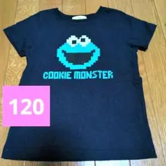 セサミストリート　クッキーモンスター Tシャツ　紺　ピクセルアート　120のサムネイル