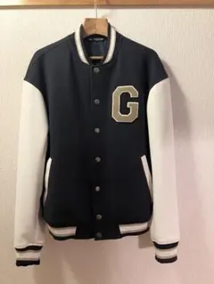 ZARA ネイビー/ホワイト スタジャン メンズ　スタジアムジャンパー