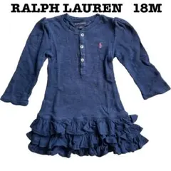 RALPH LAUREN 長袖ワンピース 薄手 紺 ネイビー 18M