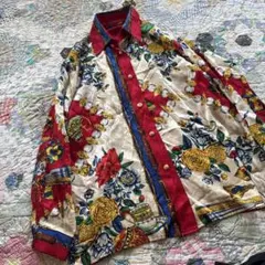 Vintage JERRI SHERMAN シルク100％ スカーフ柄　トップスのサムネイル