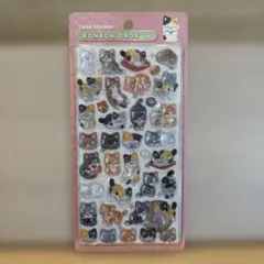 ボンボンドロップシール　和柄　ネコ