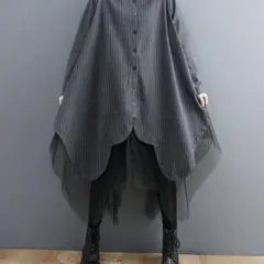 ロングシャツ ストライプ