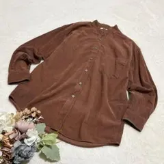 【ユニクロ】メンズ コーデュロイワイドフィットスタンドカラーシャツ M ○