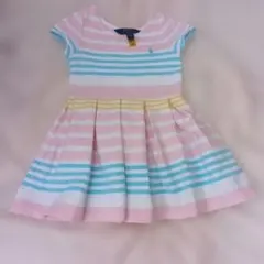 POLO RALPH LAUREN ボーダー ワンピース 2T　パステルのサムネイル