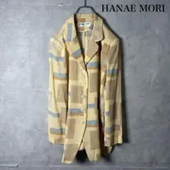 HANAE MORI 薄手 サマージャケット　総柄　クリーム色 N2821のサムネイル