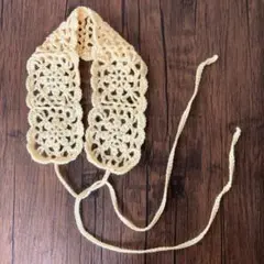 カチューシャ　ヘッドドレス　つけ襟　ヘアバンド　手編み　バブーシュカ　ボンネット