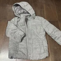 【無印良品】グレー 中綿コート 取り外しフード付き 110