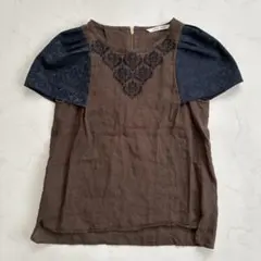 ステラシフォン　リネン　刺繍　フレンチスリーブ　ブラウス　日本製のサムネイル