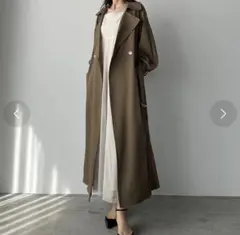 Louere キャンディスリーブトレンチオーバーコート ダークベージュ