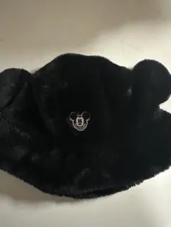 ミッキーマウス 耳付きファー帽子 黒
