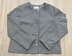 GlobalWork ツイードノーカラージャケット　Lサイズ