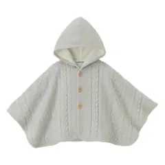 ミキハウス　ベビー　ケーブル編みニットケープ&手袋