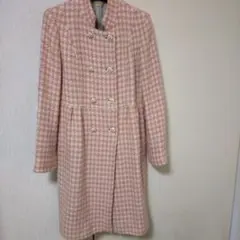 コ*コ様 値下　SCAPA、ウール90ツイード、千鳥格子、ピンク、コート、温、高